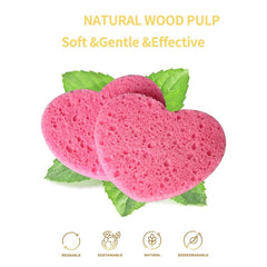 20pcs Heart Shape Compressed Face Sponges for Washing Spa Cleansing Exfoliating