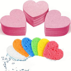20pcs Heart Shape Compressed Face Sponges for Washing Spa Cleansing Exfoliating