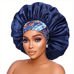 Satin Bonnet Curly Hair Sleeping Cap Floral Wide Band