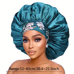 Satin Bonnet Curly Hair Sleeping Cap Floral Wide Band
