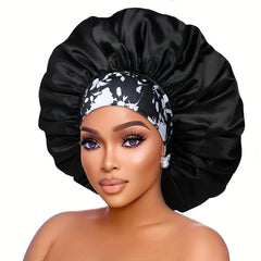 Satin Bonnet Curly Hair Sleeping Cap Floral Wide Band