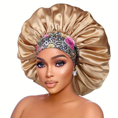 Satin Bonnet Curly Hair Sleeping Cap Floral Wide Band