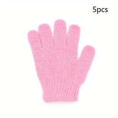 5 pc Exfoliating Scrub Bath Gloves for Deep Cleansing