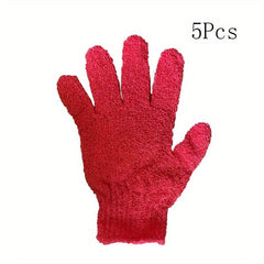 5 pc Exfoliating Scrub Bath Gloves for Deep Cleansing