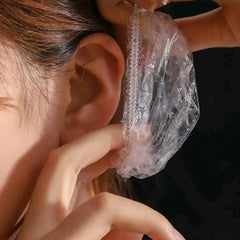 100PCS Disposable Clear Ear Protect Caps for Shower Hair Dye Bathing