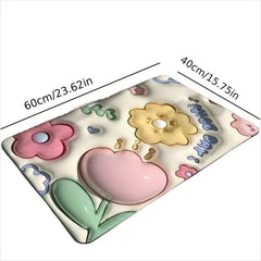 1pc Flower Non Slip Bath Mat Soft Water Absorbent Quick Dry Shower Mat
