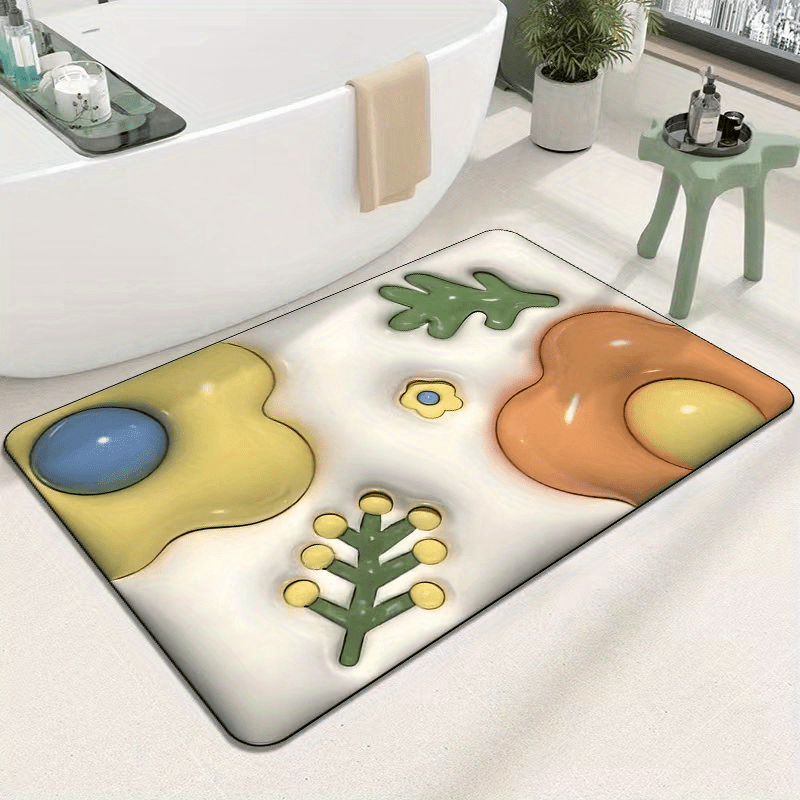 1pc Flower Non Slip Bath Mat Soft Water Absorbent Quick Dry Shower Mat