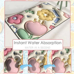 1pc Flower Non Slip Bath Mat Soft Water Absorbent Quick Dry Shower Mat