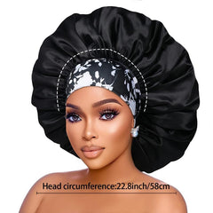 2PCS Satin Hair Bonnet For Women Elastic Wide Band Sleep Cap