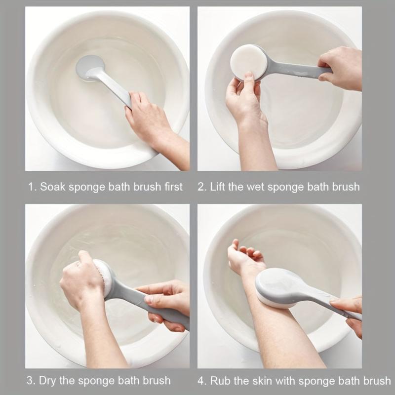Long Handle Exfoliating Sponge Bath Scrubber Back Body Scrub