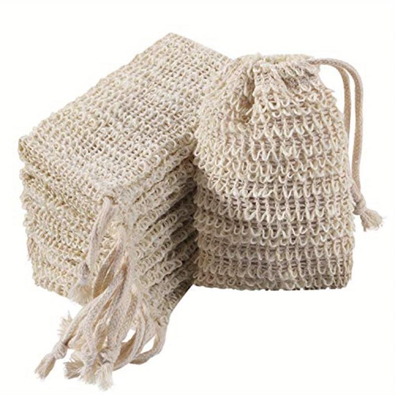 10-Pack Sisal Soap Saver Bag for Exfoliation and Drying