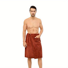 Men's Bath Spa Wrap Towel With Pocket for Saunas College Dorms Pools Gyms