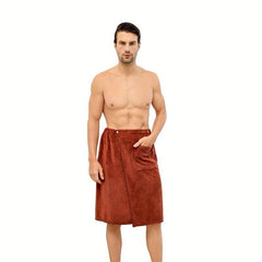 Men's Bath Spa Wrap Towel With Pocket for Saunas College Dorms Pools Gyms