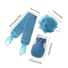 3 Pcs Exfoliating Back Scrubber Set - Cleanse Skin, Relax Body
