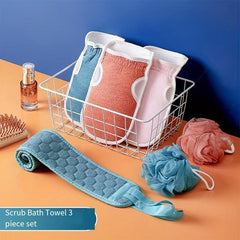 3 Pcs Exfoliating Back Scrubber Set - Cleanse Skin, Relax Body