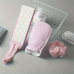 3 Pcs Exfoliating Back Scrubber Set - Cleanse Skin, Relax Body
