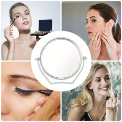 Portable Round Travel Mirror 1X/10X Magnification Handle 360 Swivel Men Women