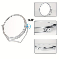 Portable Round Travel Mirror 1X/10X Magnification Handle 360 Swivel Men Women