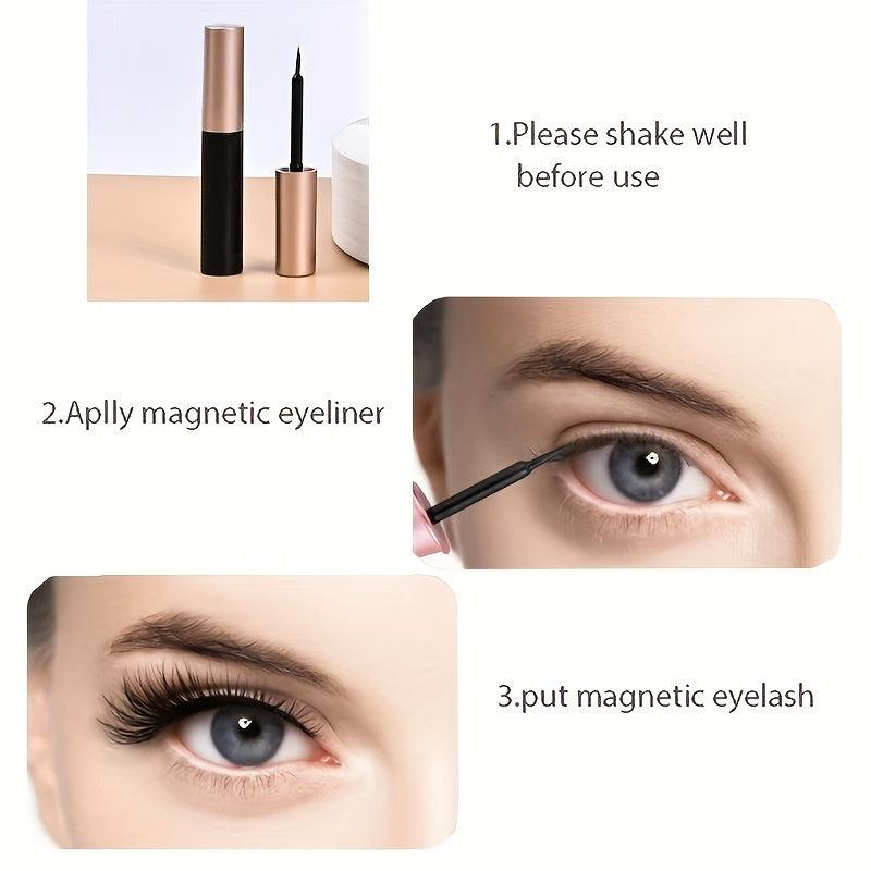 3 Pairs Colored Magnetic Eyeliner Lashes Set