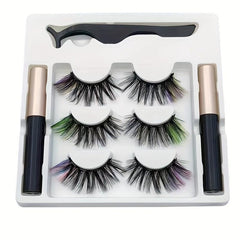 3 Pairs Colored Magnetic Eyeliner Lashes Set