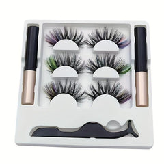 3 Pairs Colored Magnetic Eyeliner Lashes Set