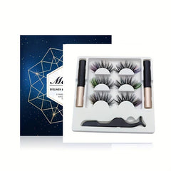 3 Pairs Colored Magnetic Eyeliner Lashes Set