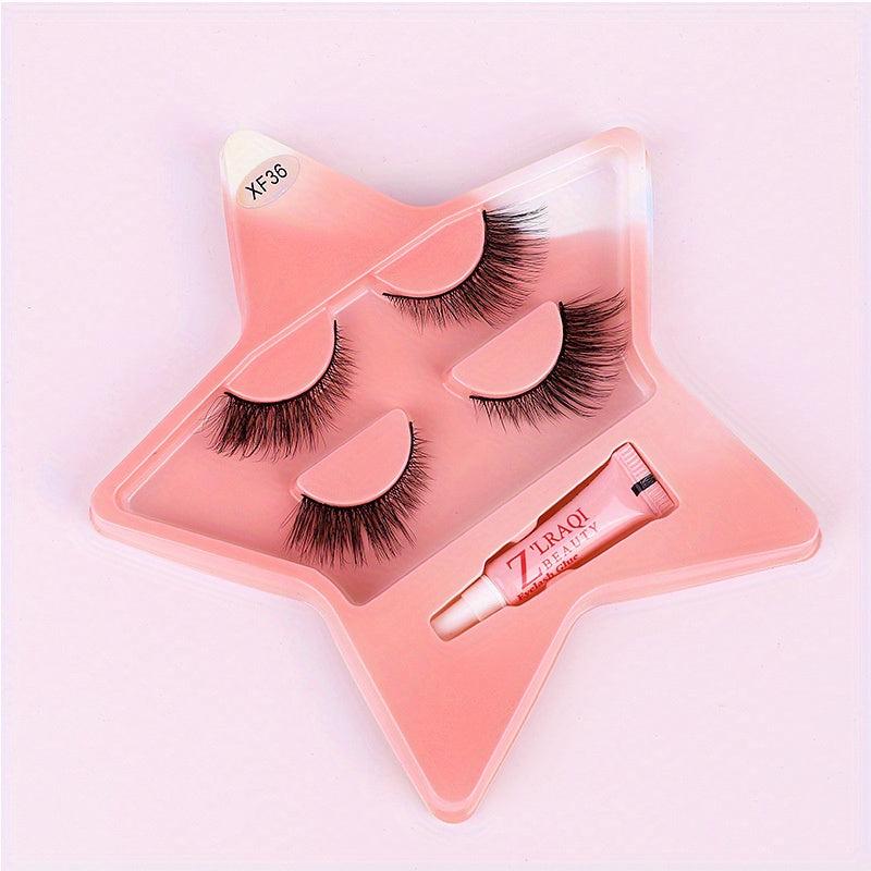 2 Pairs Fox False Eyelashes with Glue, Star Holder