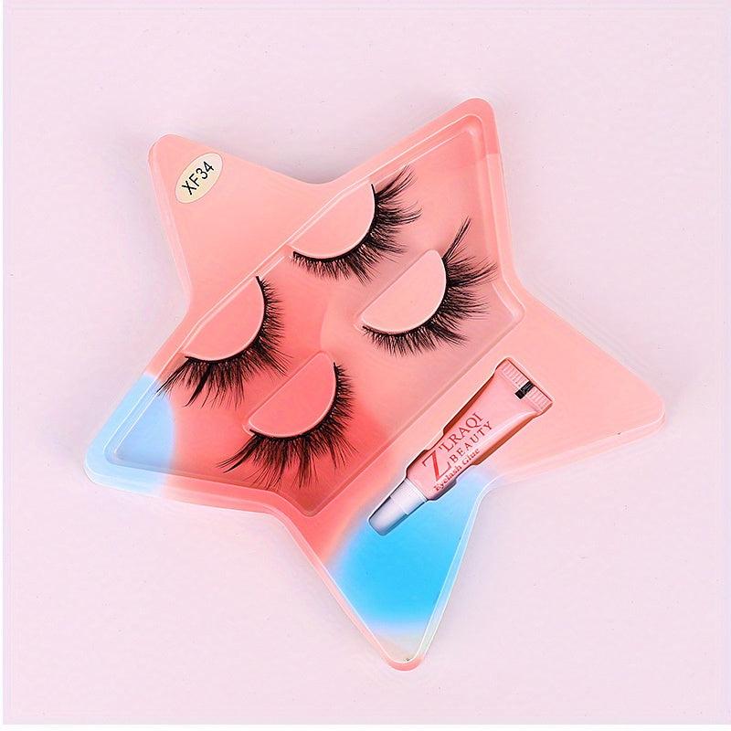 2 Pairs Fox False Eyelashes with Glue, Star Holder