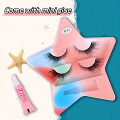 2 Pairs Fox False Eyelashes with Glue, Star Holder