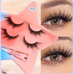 2 Pairs Fox False Eyelashes with Glue, Star Holder