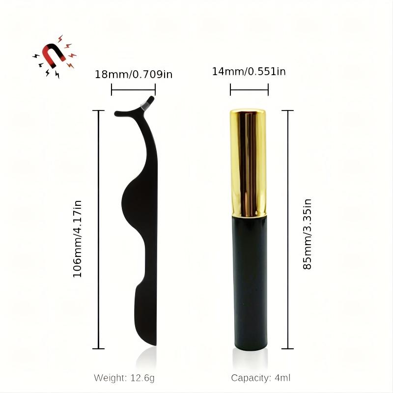 D Curl Magnetic False Eyelash Set with Liquid Eyeliner Pen & Tweezers