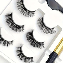 D Curl Magnetic False Eyelash Set with Liquid Eyeliner Pen & Tweezers