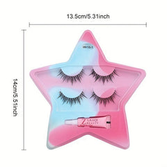 Clear Band Lashes & Lash Glue Set Natural Volume Extension Star Shape Case