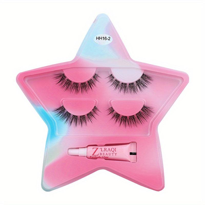 Clear Band Lashes & Lash Glue Set Natural Volume Extension Star Shape Case