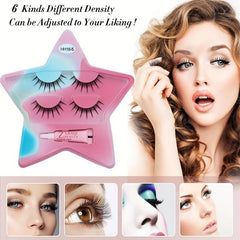 Clear Band Lashes & Lash Glue Set Natural Volume Extension Star Shape Case