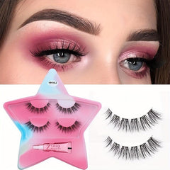 Clear Band Lashes & Lash Glue Set Natural Volume Extension Star Shape Case