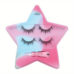 Clear Band Lashes & Lash Glue Set Natural Volume Extension Star Shape Case