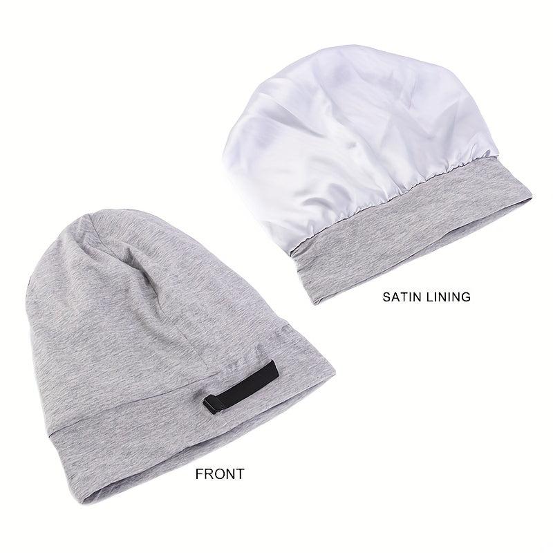 Satin Lined Bonnet Sleep Cap Hair Wrap for Curly Hair Solid