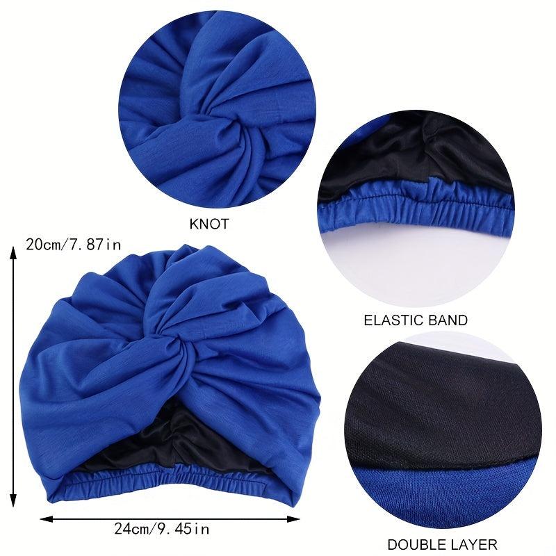 Elastic Double Layer Turban Cap Cross Twist Silk Chemotherapy Cap Ethnic Cap