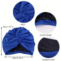 Elastic Double Layer Turban Cap Cross Twist Silk Chemotherapy Cap Ethnic Cap