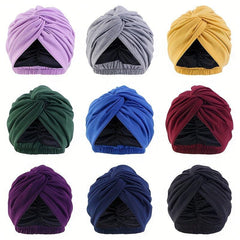 Elastic Double Layer Turban Cap Cross Twist Silk Chemotherapy Cap Ethnic Cap