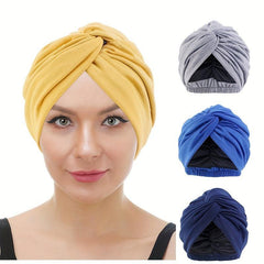 Elastic Double Layer Turban Cap Cross Twist Silk Chemotherapy Cap Ethnic Cap