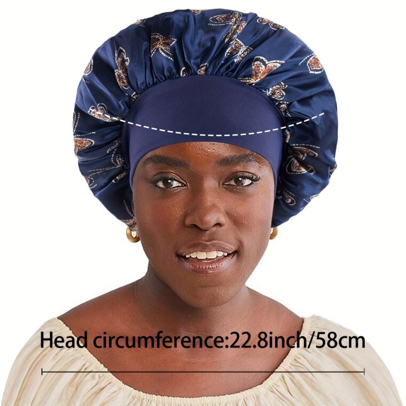 Soft Butterfly Print Satin Hair Bonnet for Styling and Sleeping
