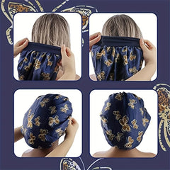 Soft Butterfly Print Satin Hair Bonnet for Styling and Sleeping