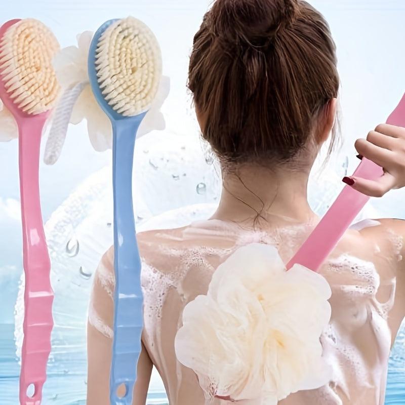 2pcs Soft Bristle Double Sided Bath Brush with Long Handle