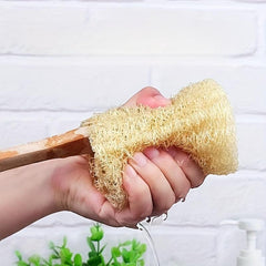 Natural Loofa Bath Brush On A Stick Long Wooden Handle Loofah Back Scrubber
