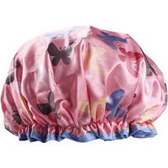 Leopard Print Silk Shower Cap Reusable Bath Cap Double Thickening Waterproof
