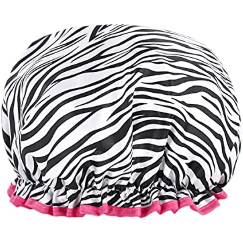 Leopard Print Silk Shower Cap Reusable Bath Cap Double Thickening Waterproof