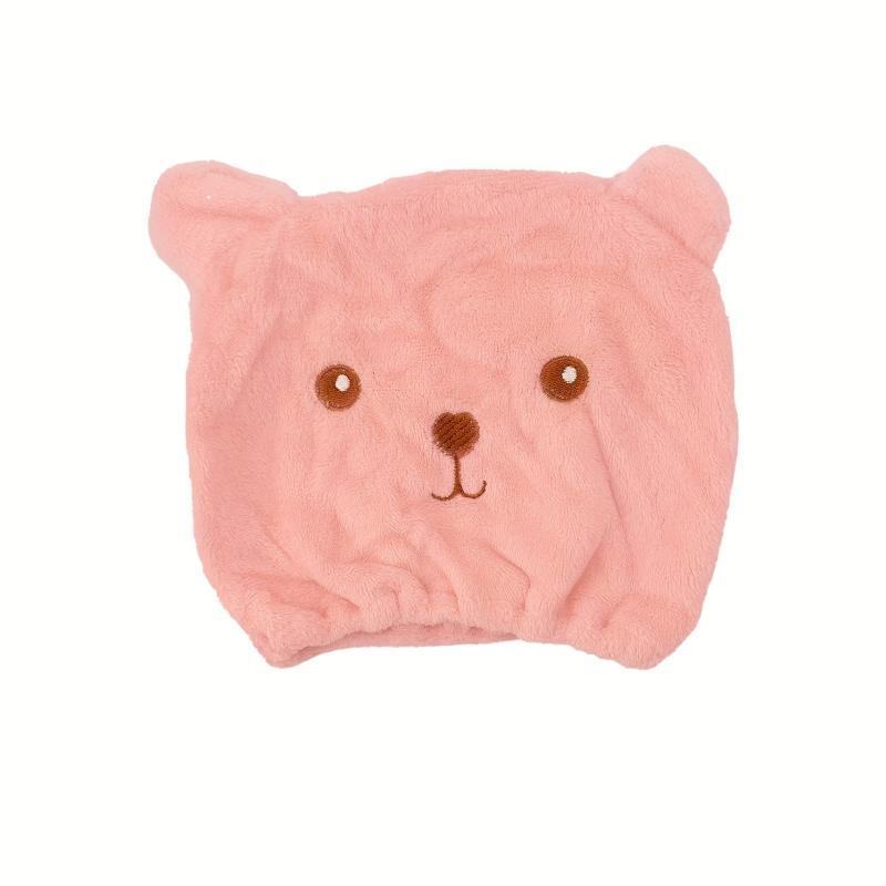 Cartoon Bear Hair Dryer Cap Coral Velvet Hair Quick Drying Wrap Headband