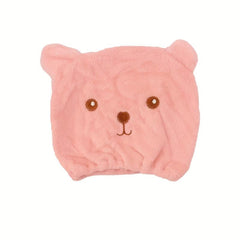 Cartoon Bear Hair Dryer Cap Coral Velvet Hair Quick Drying Wrap Headband